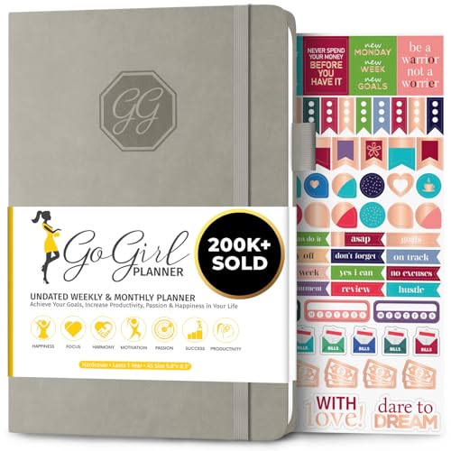 GoGirl Planner for Women, Undated Weekly Agenda Journal, Gray - color: Gray, size: A5 (5.8'' x 8.3'')