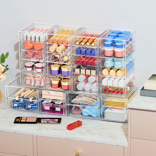 caktraie 30-Drawer Acrylic Storage & Makeup Organizer for Desk - size: 30 Drawers