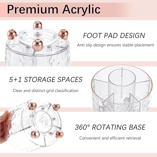 Rose Gold Desk Accessories, Office Supplies Desk Organizers 360°Pen Holder Acrylic Stapler Set, Phone Holder, Ballpoint Pen, Scissor, Binder Clips, Ruler, Transparent Glue, Sticky Note and Staples. - color: Rose Gold
