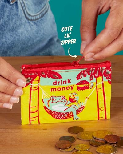 Blue Q Coin Purse - Cute Coin Pouch for Men & Women, Small Pouch Organizer - color: Drink Money