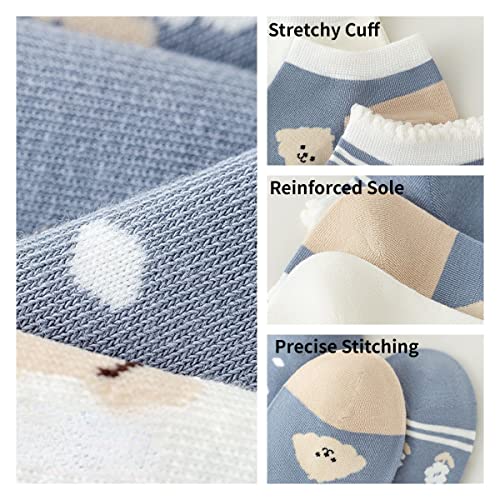 Cute Animals/Flowers Patterned Ankle Socks for Women - color: 10 Pairs-dog+bunny