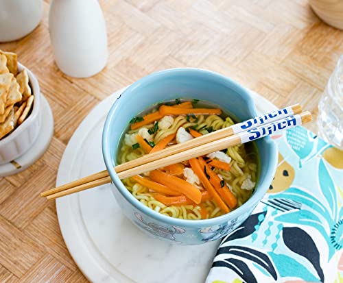 Disney Lilo & Stitch Japanese Ceramic Dinnerware Set | Includes 20-Ounce Ramen Noodle Bowl and Wooden Chopsticks - color: Lilo and Stitch