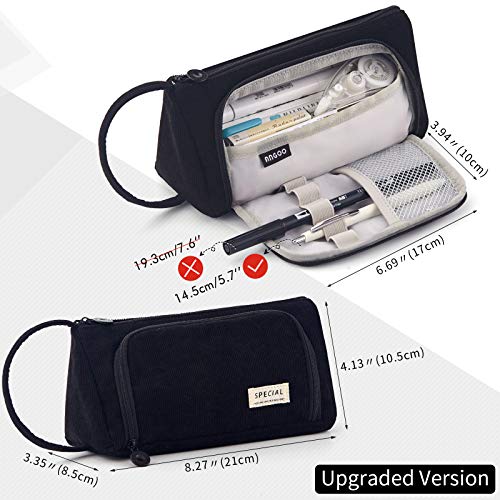 EASTHILL Big Capacity Pencil Case Pouch Pen Case Simple Stationery Bag School College Office Organizer for Teens Girls Adults Student - color: Black