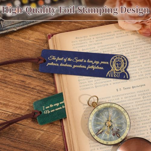 4 PCS Vintage Biblical Quote Leather Bookmarks for Women, Personalized PU Book Marks for Reading Women,Book Marks for Teachers Students School Office Home Supplies - color: 4 Pcs Biblical Quote
