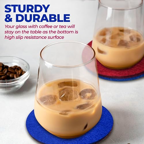A&A Wonders Premium Felt Coasters for Drink, Two-Tone Reversible, Absorbent Felt Protects Furniture, Table, Anti Slip, Suitable for Drinks & All Table Types (Wine Red/Royal Blue, Circle 18 Pack) - color: Wine Red/Royal Blue, size: Circle 18 Pack