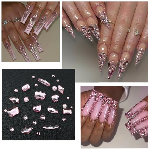 Nail Charms with Pink Rhinestones for Women Nail Design - color: Colorful-18