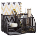 Annova Mesh Desk Organizer Office with 7 Compartments + Drawer/Desk Tidy Candy/Pen Holder/Multifunctional Organizer (Black) - color: Black