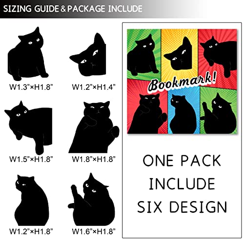 Yasest Magnetic Bookmarks - 6 Pcs Bookmarks Black Cat Gifts for Book Lovers - style: B
