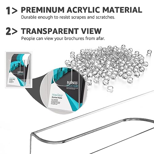 MaxGear Acrylic Brochure Holder 8.5x11 Wall Mount, 3 Pack - size: 8.5"x11"