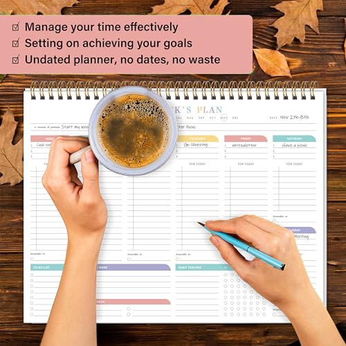 2PC Weekly To Do List Notepad with Habit Tracker, 8.5" x 11" - color: White-2PC