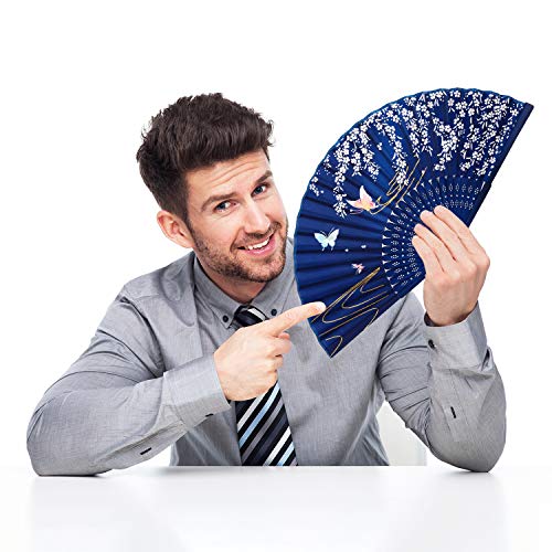 Chuangdi 12 Pcs Folding Hand Fans for Line Silk Dancing Fan, Cherry Blossom - style: Cherry Blossom
