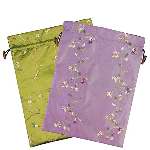 kilofly Embroidered Silk Jacquard Travel Bag, Lingerie & Shoes, Value Set of 2 - color: set2 A