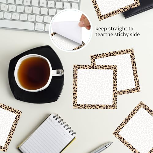 Sticky Notes 3x3 Inch, 2 Pads Cute Self-Stick Note Pads, Strong Adhesive Notepads for Office, Home, School, Organization and Reminders Classic Tan Leopard