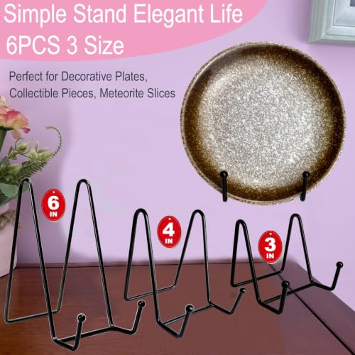 6PCS 3 Size Iron Plate Stands Metal Frame Holders for Display 3,4,6 Inch - size: 6PCS 3-4-6IN