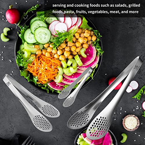 MSY BIGSUNNY Chef Kitchen Tongs Stainless Steel Food Serving Tongs Set Buffet tongs (silver 7" 9" & 11", 3 pack) - color: silver 7" 9" & 11" Serving Tongs