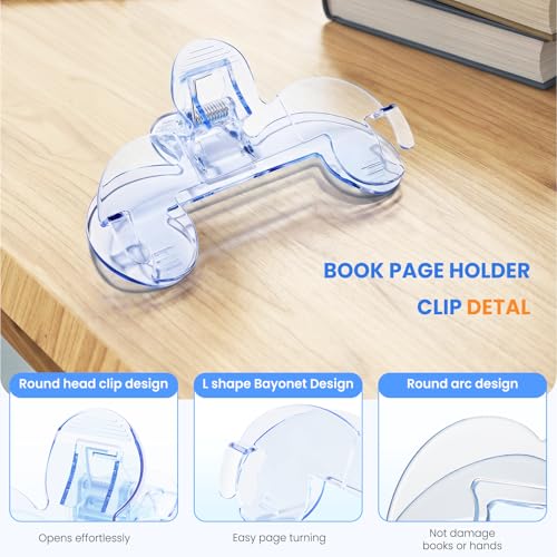 Transparent Book Page Holder for Reading, Large Book Clip, Light Blue - color: Blue