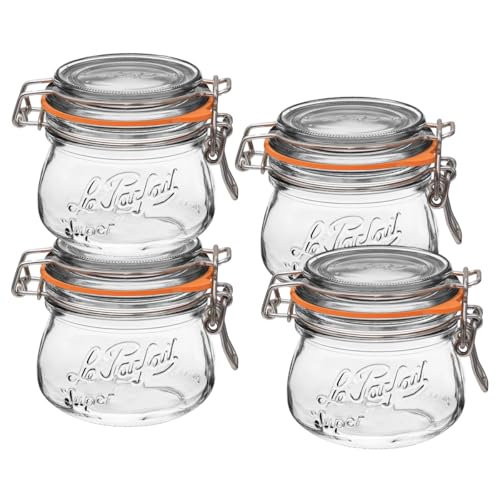 Le Parfait Super Jar 250ml (8oz) Glass Canning Jar, Wire Bail Lid, 4 Pack - color: 08oz (Set/4)