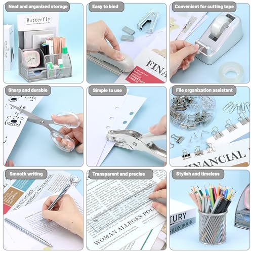 13-in-1 Office Desk Organizer Set for Back to School Supplies Accessories - color: Silver