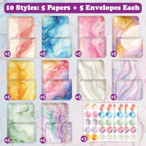 FUNCLASS 160 Pcs Marble Stationery Set Letter and Envelopes - color: Marble