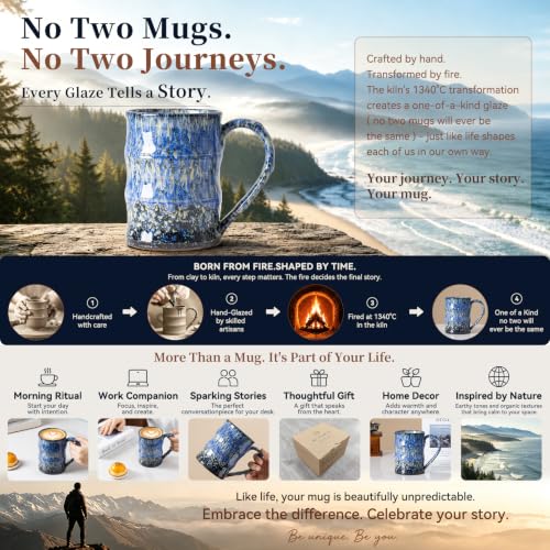 Stormy Coast Ceramic Mug, 22oz Reactive Glaze Mug, Gift for Him, Office - color: 22oz - Stormy Coast · RESILIENCE