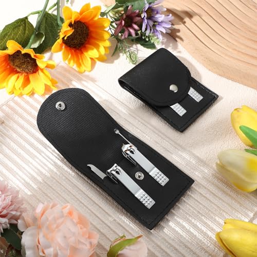 Geosar 50 Set Travel Manicure Kit Bulk Professional Nail Clippers Pedicure Nail Care Tools Grooming Stainless Steel Set with Portable Travel Case, Gift for Christmas Men Women(Black) - color: Black