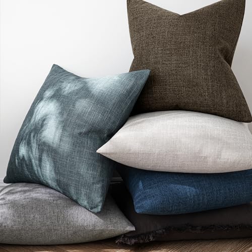 MIULEE Pack of 2 Linen Textured Pillow Covers, 18x18 Inch Dark Brown - color: Dark Brown, size: 18" x 18" (Pack of 2)