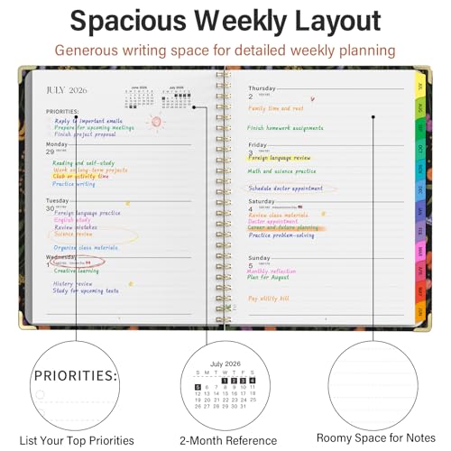 Academic Planner 2026–2027, A4 Hardcover Weekly Monthly Planner, Large 8.5 x 11 School Year Planner July 2026 to July 2027, with Bookmark, Pocket Folder and Sticky Notes, ‎Grounded Magic - color: ‎Grounded Magic, size: A4