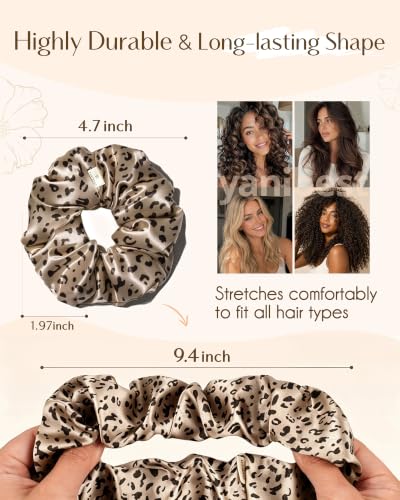 Yanibest 8 Pcs Satin Scrunchies - Silk Feeling Scrunchies Ponytail Holders - color: Leopard Print