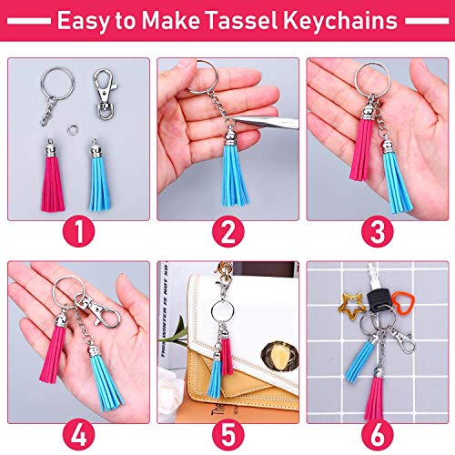 PAXCOO Tassels Charms for Jewelry Making, Keychain Tassels Bulk for Crafts, Leather Key Chain Tassel Charms - size: 1 1/2 inch