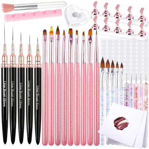YGDZ Nail Art Tools, Nail Art Brushes, Nail Stand for Press On, Liner Brushes, Nail Dotting Tools, Nail Art Pens, Nail Design Tools Kit, Nail Stuff, Nail Brush for Gel Polish, DIY Nail Art
