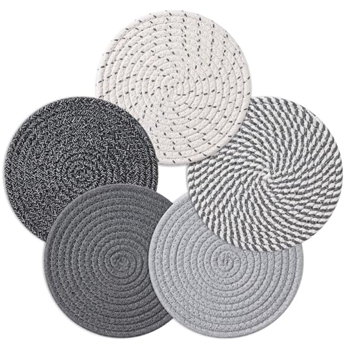 7 Inch Trivets for Hot Dishes, Pot Holders for Kitchen, Hot Pads, Coasters - color: Gray