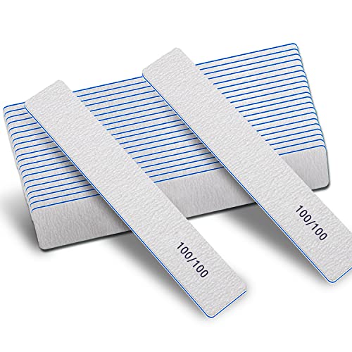 Nail Files-Nail File for Acrylic Nails 100/100 Grit, 12 PCS Nail Files Emery Boards for Acrylic Nails, Washable Thick Professional Manicure Tools for Nail Tech - size: 100/100 grit