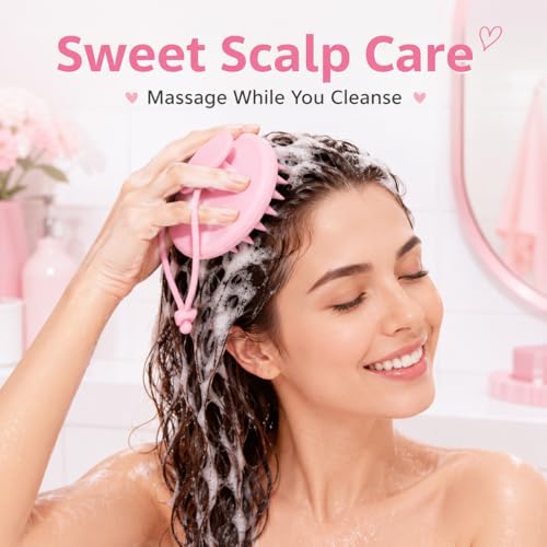 SEVENY Soft Silicone Shampoo Brush, Pink, Pack of 2 - color: Pink