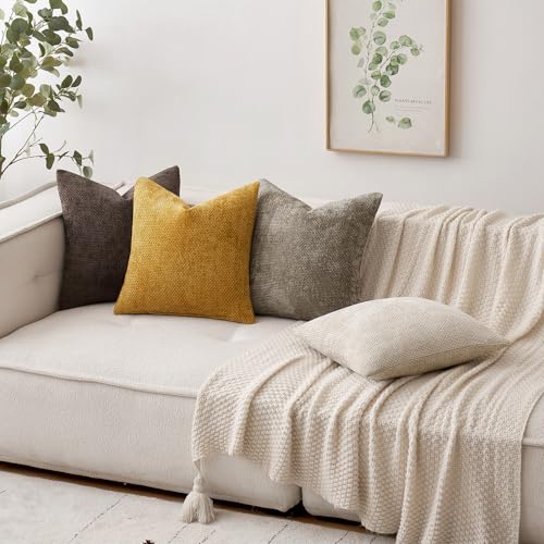 MIULEE Decorative Couch Throw Pillow Covers 18x18 in Mustard Yellow 2 Pack - color: Gold, size: 18" x 18" (Pack of 2)
