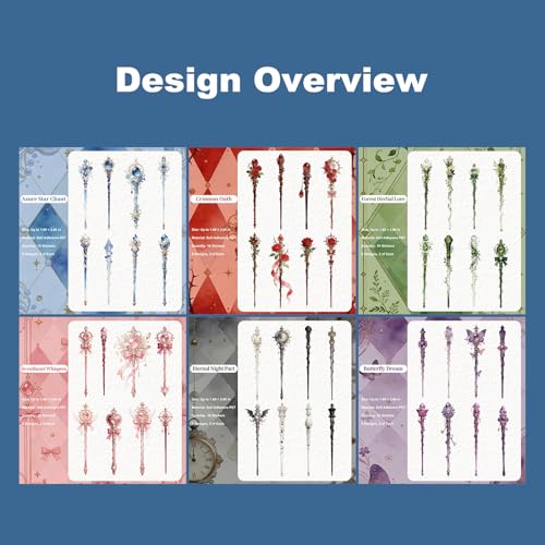 96 Pcs Fantasy Wand Stickers for Scrapbooking and Journaling - color: Mystic Staff