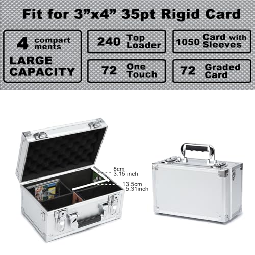 Collectable Trading Card Cases, Toploaders Storage Box, Magnetic Card Storage Hard Cabinet, Graded Card Storage Case, Sports & Trading Collector Storage Box (Silver) - color: Silver, size: Small