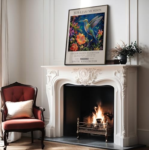 Poster Master William Morris Poster - Hummingbird and Flowers Print - Botanical Art - Exhibition Art - Farmhouse Print - Floral Illustration - Aesthetic Living Room or Office Wall Decor - 11x14 UNFRAMED Wall Decor - color: Style-06, size: 11"L x 14"W