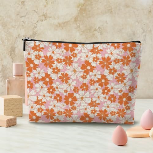 Boho Makeup Bag, Aesthetic Daisy Floral Cosmetic Bag Makeup Organizer Pouch - color: Flower
