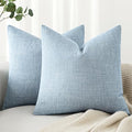 MIULEE Pack of 2 Linen Textured Pillow Covers, 16x16 Inch Light Blue - color: Light Blue, size: 16" x 16" (Pack of 2)