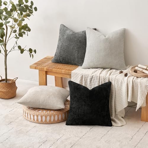 MIULEE Decorative Couch Throw Pillow Covers 16x16 Inch Black 2 Pack - color: Black, size: 16" x 16" (Pack of 2)