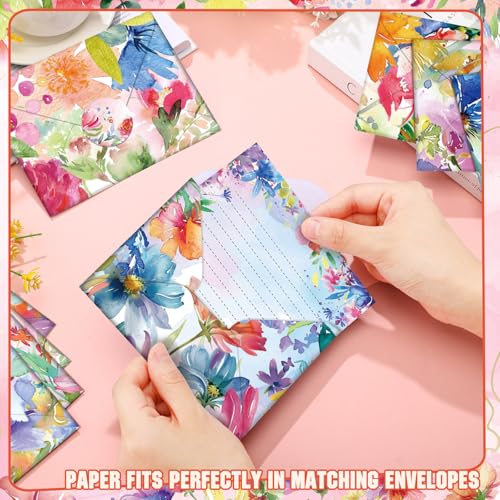 TaoBary 160 Pcs Bright Floral Stationery Paper and Envelopes Set - size: 5.5 x 8.25 Inch, style: Bright Floral