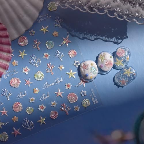 5D Embossed Under The Sea Stickers for Nail Art, Jelly Fish (to5074) - style: to5074