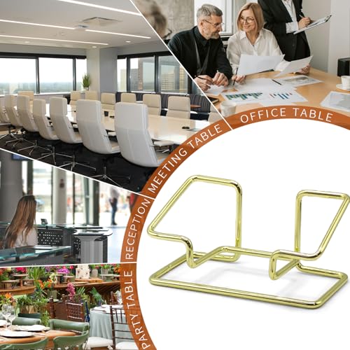 2 PCS Metal Business Card Holder for Desk, Modern Card Display Stand, Vertical and Square Business Card Organizer for Office, Home, Exhibition (Gold) - color: Gold
