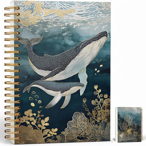 Journaling Notebooks for Women, Whale and Ocean Diary Notebook - Marine Life Notebook Journal Gifts, A5 Spiral Journal Notebook Office Supplies Gifts for Women Birthday Graduation Christmas (Blue-Whale) - color: Blue-Whale