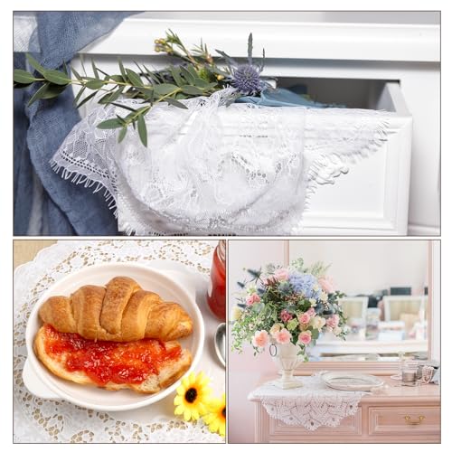 uxcell 2Pack Retro Lace Placemat 12x12-in Square Embroidered Table Place Mats French Crochet Doilies Coasters Cup Mat for Home Wedding, Dark Blue - color: Dark Blue