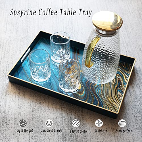 Spsyrine Serving Tray, Marble Decorative Tray Plastic Rectangular Coffee Table Tray for Living Room, Storage, Kitchen, Ottoman, Bathroom Decor. 15.6” X 10.2" LJRE - color: Lj03re