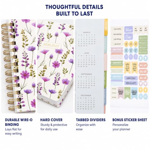 WORLD TRAVELER Academic Planner School Organizer Jul 2026-Dec 2027, 7"x9" - color: Magenta Garden
