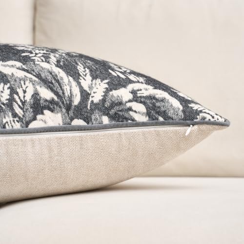 Alerfa Dark Grey Neutral Floral Pillow Cover 18 x 18 Inch, Vintage Square Couch Fall Throw Pillow Cover Soft Decorative Farmhouse Accent Pillowcase for Living Room Bedroom - color: Dark Grey, size: 18" x 18" (Pack of 1)