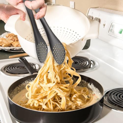4 PCS Serving Tongs Black Tongs 9 Inch Serving Utensils Stainless Steel Serving Tongs for Salad Buffet Appetizer Dessert Tong for Food Parties, IAX-4B1-68 - color: Black, size: 9 Inch