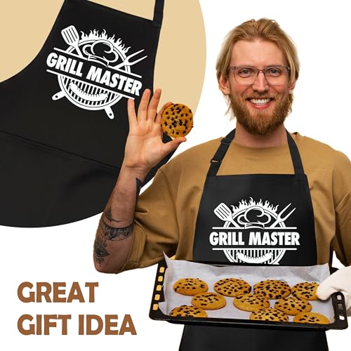 Grill Master Funny Aprons for Men with 2 Pockets, Cooking Apron for Dad, Gag Gifts for Men, Adjustable BBQ Grilling Apron for Husband, Chef Kitchen Gifts for Birthday & Father’s Day - A12 - color: Grill Master 1